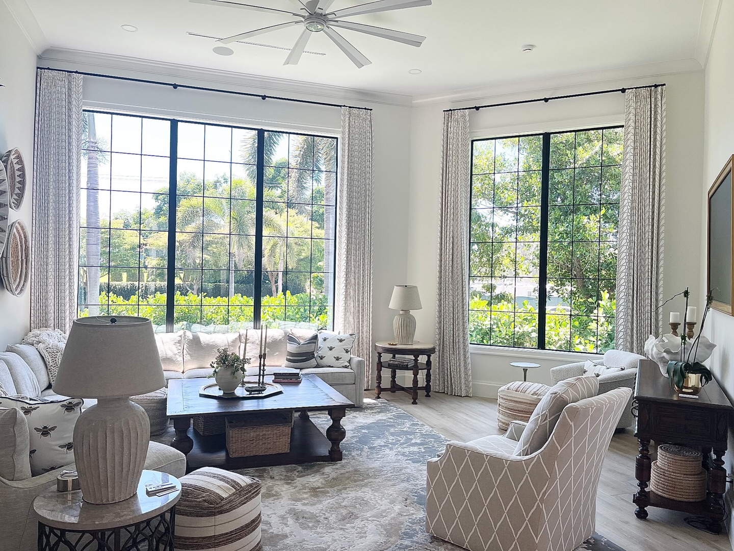 MDH custom H-rail installed across two living-room windows